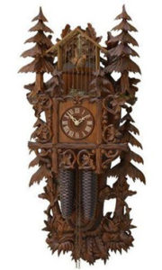 an antique wooden cuckoo clock