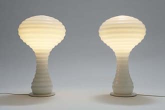 Modern Glass Lamps Ribbed Globe Design